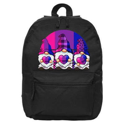 Bisexual Gnome Hearts LGBTQ Retro Subtle Bi Pride Flag 16 in Basic Backpack