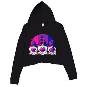 Bisexual Gnome Hearts LGBTQ Retro Subtle Bi Pride Flag Crop Fleece Hoodie