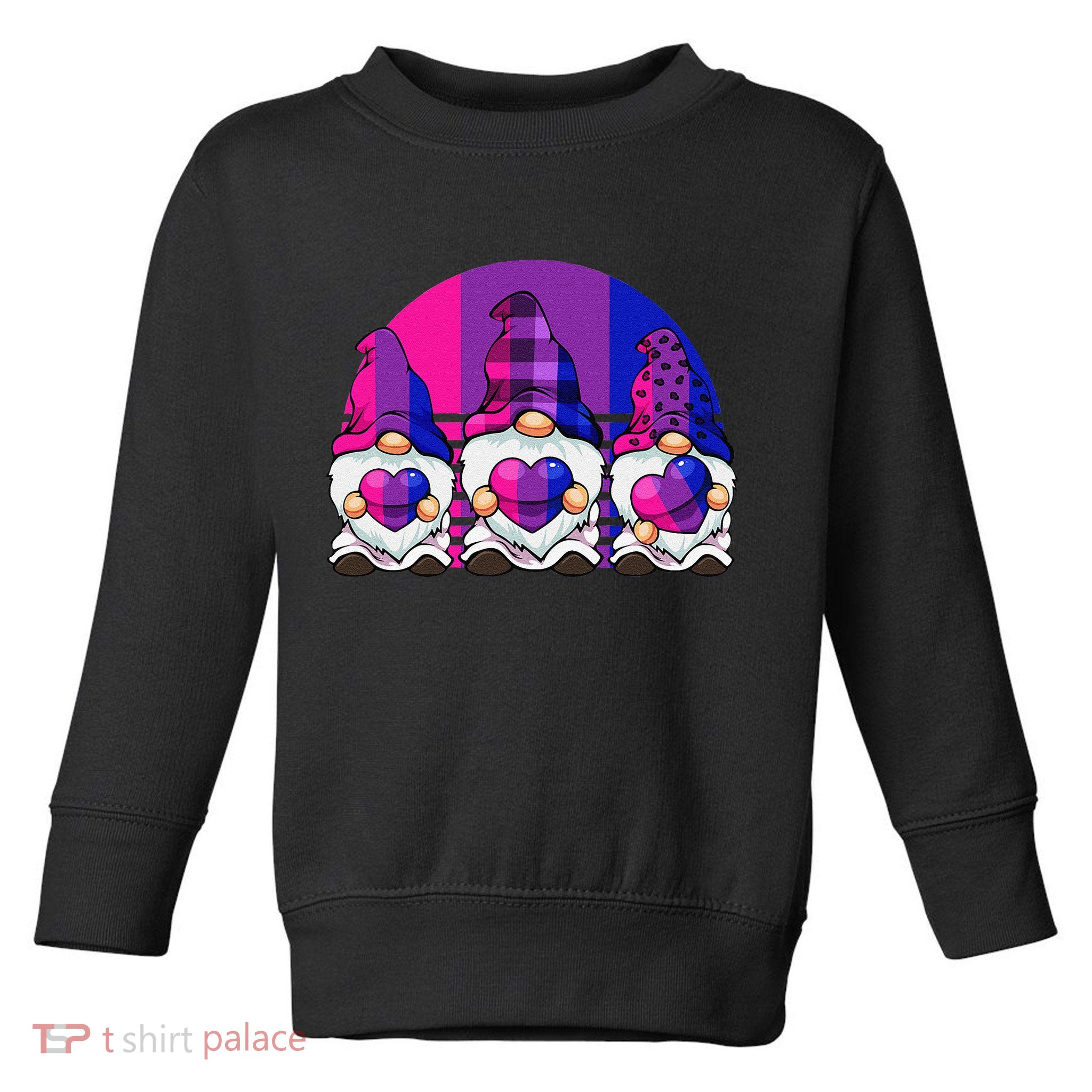 Bisexual Gnome Hearts LGBTQ Retro Subtle Bi Pride Flag Toddler Sweatshirt