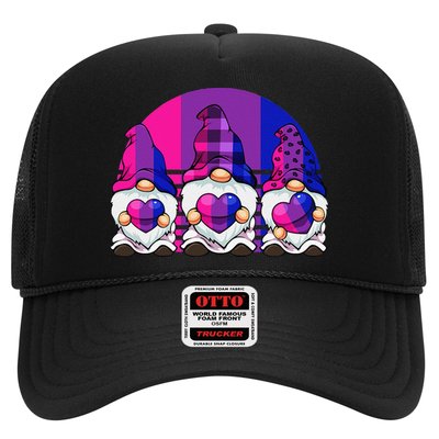 Bisexual Gnome Hearts LGBTQ Retro Subtle Bi Pride Flag Trucker Hat