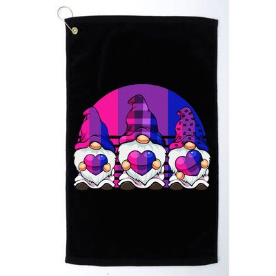 Bisexual Gnome Hearts LGBTQ Retro Subtle Bi Pride Flag Golf Towel