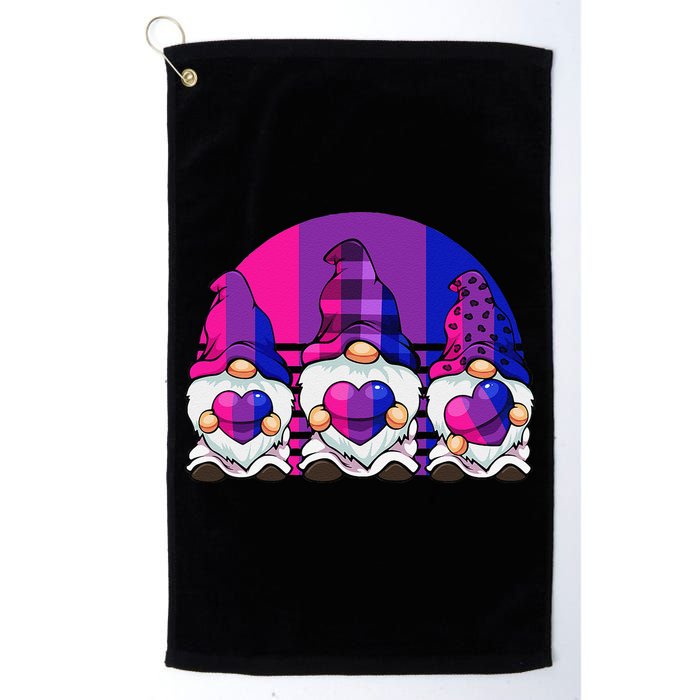 Bisexual Gnome Hearts LGBTQ Retro Subtle Bi Pride Flag Golf Towel