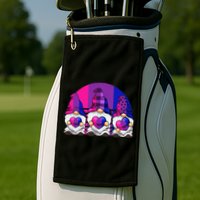 Bisexual Gnome Hearts LGBTQ Retro Subtle Bi Pride Flag Golf Towel
