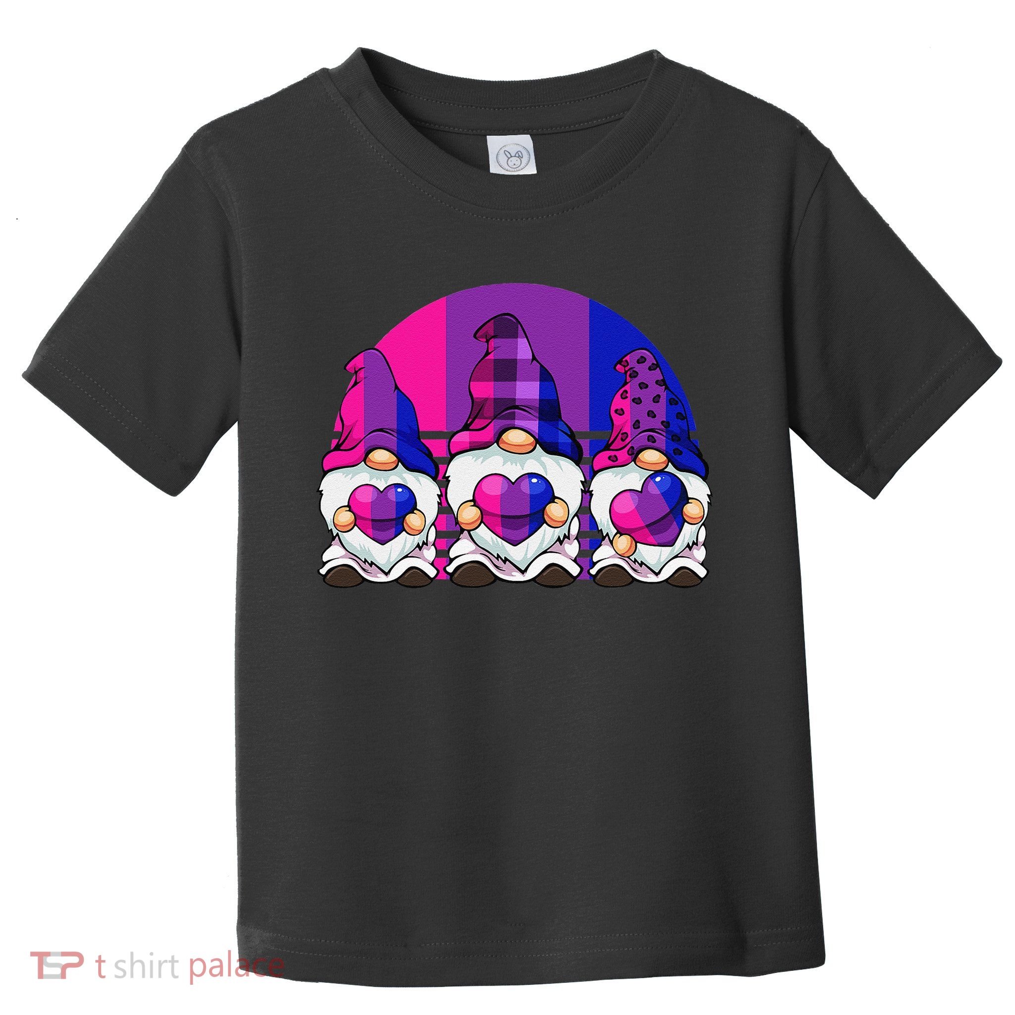 Bisexual Gnome Hearts LGBTQ Retro Subtle Bi Pride Flag Toddler T-Shirt