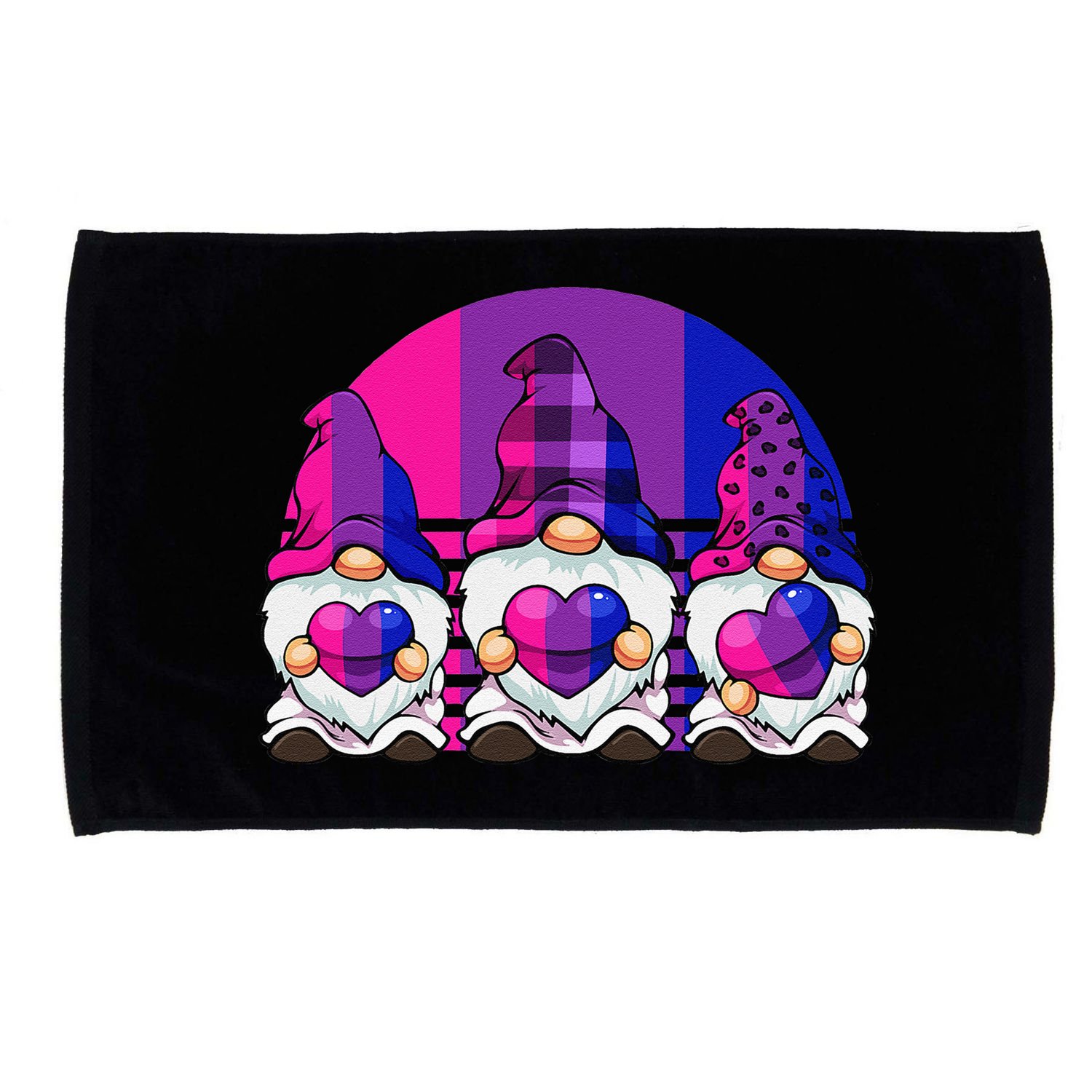 Bisexual Gnome Hearts LGBTQ Retro Subtle Bi Pride Flag Microfiber Hand Towel