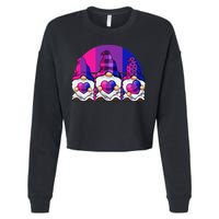 Bisexual Gnome Hearts LGBTQ Retro Subtle Bi Pride Flag Cropped Pullover Crew