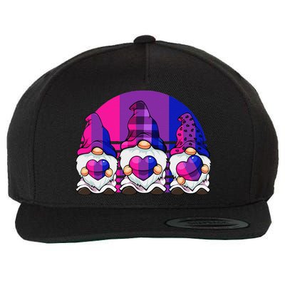 Bisexual Gnome Hearts LGBTQ Retro Subtle Bi Pride Flag Wool Snapback Cap