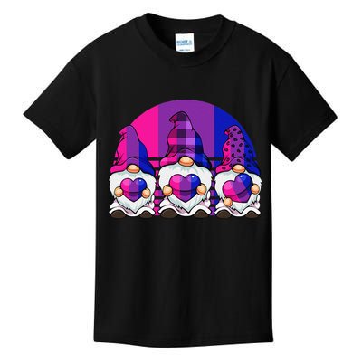 Bisexual Gnome Hearts LGBTQ Retro Subtle Bi Pride Flag Kids T-Shirt