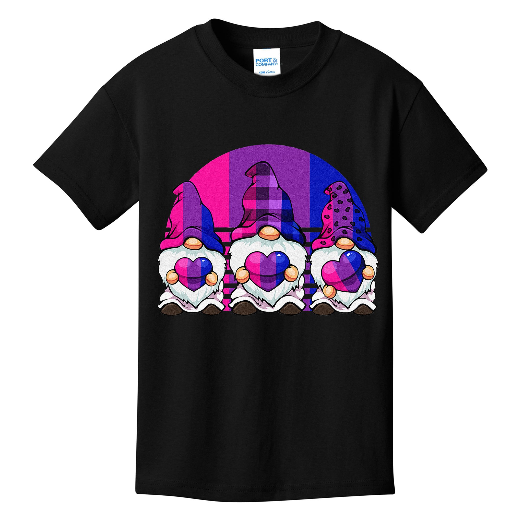 Bisexual Gnome Hearts LGBTQ Retro Subtle Bi Pride Flag Kids T-Shirt