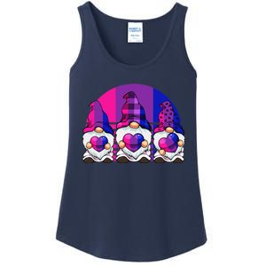 Bisexual Gnome Hearts LGBTQ Retro Subtle Bi Pride Flag Ladies Essential Tank