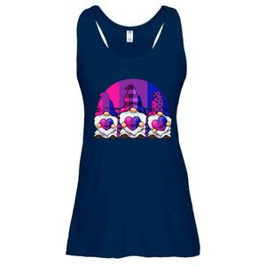 Bisexual Gnome Hearts LGBTQ Retro Subtle Bi Pride Flag Ladies Essential Flowy Tank