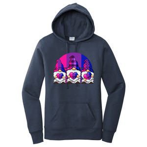 Bisexual Gnome Hearts LGBTQ Retro Subtle Bi Pride Flag Women's Pullover Hoodie