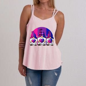 Bisexual Gnome Hearts LGBTQ Retro Subtle Bi Pride Flag Women's Strappy Tank