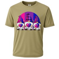 Bisexual Gnome Hearts LGBTQ Retro Subtle Bi Pride Flag Cooling Performance Crew T-Shirt