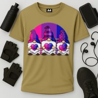 Bisexual Gnome Hearts LGBTQ Retro Subtle Bi Pride Flag Cooling Performance Crew T-Shirt