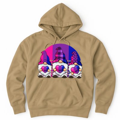 Bisexual Gnome Hearts LGBTQ Retro Subtle Bi Pride Flag Hoodie