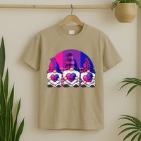 Bisexual Gnome Hearts LGBTQ Retro Subtle Bi Pride Flag T-Shirt
