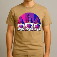 Bisexual Gnome Hearts LGBTQ Retro Subtle Bi Pride Flag T-Shirt