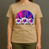 Bisexual Gnome Hearts LGBTQ Retro Subtle Bi Pride Flag T-Shirt