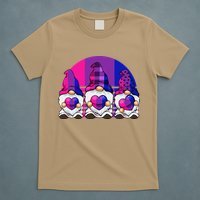 Bisexual Gnome Hearts LGBTQ Retro Subtle Bi Pride Flag T-Shirt