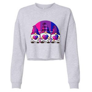 Bisexual Gnome Hearts LGBTQ Retro Subtle Bi Pride Flag Cropped Pullover Crew