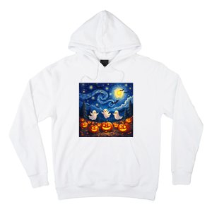 Boo Ghost Halloween Pumpkin Starry Night Van Gogh Hoodie