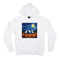 Boo Ghost Halloween Pumpkin Starry Night Van Gogh Hoodie