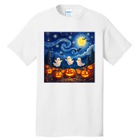 Boo Ghost Halloween Pumpkin Starry Night Van Gogh Tall T-Shirt