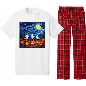 Boo Ghost Halloween Pumpkin Starry Night Van Gogh Pajama Set