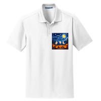 Boo Ghost Halloween Pumpkin Starry Night Van Gogh Dry Zone Grid Polo