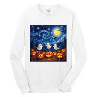 Boo Ghost Halloween Pumpkin Starry Night Van Gogh Tall Long Sleeve T-Shirt