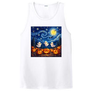 Boo Ghost Halloween Pumpkin Starry Night Van Gogh PosiCharge Competitor Tank