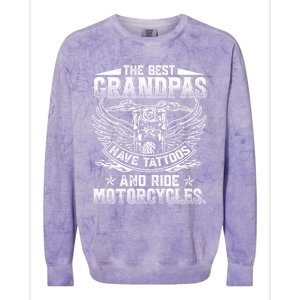 Best Grandpas Have Tattoos And Ride Motorcycles Biker Biking Gift Colorblast Crewneck Sweatshirt