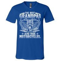 Best Grandpas Have Tattoos And Ride Motorcycles Biker Biking Gift V-Neck T-Shirt