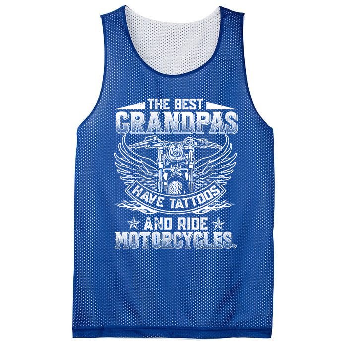 Best Grandpas Have Tattoos And Ride Motorcycles Biker Biking Gift Mesh Reversible Basketball Jersey Tank