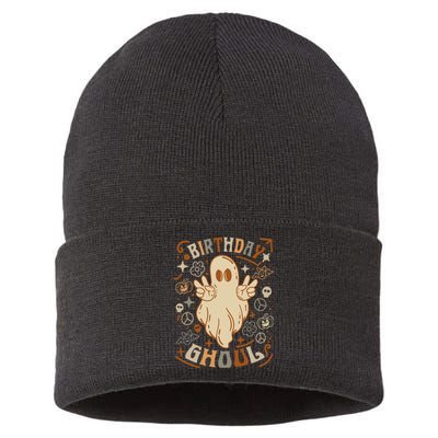 Birthday Ghoul Halloween Ghost BOO Sustainable Knit Beanie