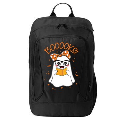 Booooks Ghost Halloween Women Teacher Book Library Reading City Backpack