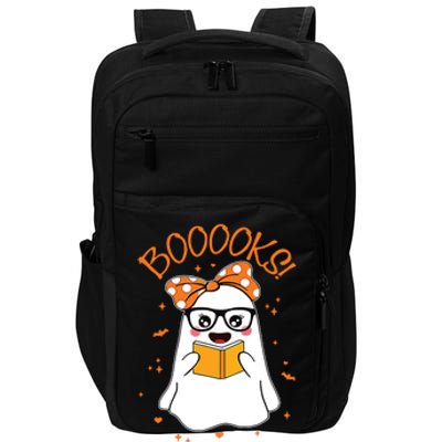 Booooks Ghost Halloween Women Teacher Book Library Reading Impact Tech Backpack