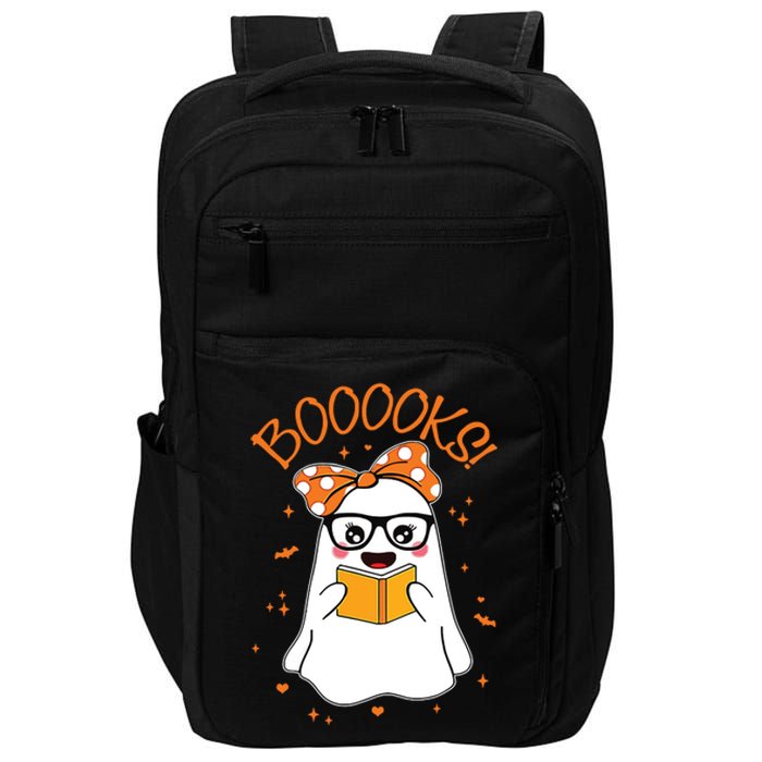 Booooks Ghost Halloween Women Teacher Book Library Reading Impact Tech Backpack