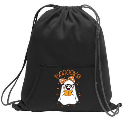 Booooks Ghost Halloween Women Teacher Book Library Reading Sweatshirt Cinch Pack Bag