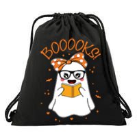 Booooks Ghost Halloween Women Teacher Book Library Reading Drawstring Bag