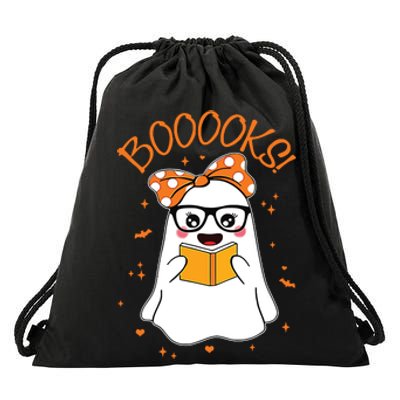 Booooks Ghost Halloween Women Teacher Book Library Reading Drawstring Bag