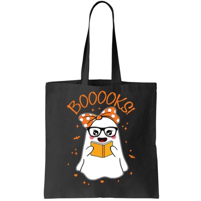 Booooks Ghost Halloween Women Teacher Book Library Reading Tote Bag