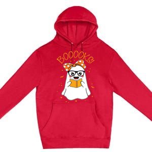 Booooks Ghost Halloween Women Teacher Book Library Reading Premium Pullover Hoodie