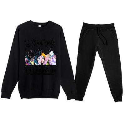 Bad Girl Have More Fun Night Out Vacations Villain Queen Witch Premium Crewneck Sweatsuit Set