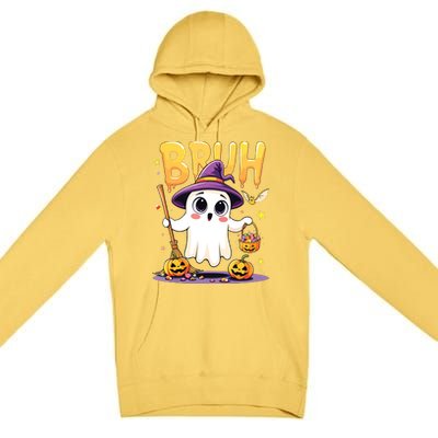 Bruh Ghost Halloween Trick Or Treat Funny Premium Pullover Hoodie