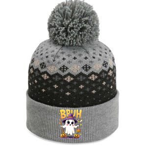 Bruh Ghost Halloween Trick Or Treat Funny The Baniff Cuffed Pom Beanie