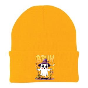 Bruh Ghost Halloween Trick Or Treat Funny Knit Cap Winter Beanie