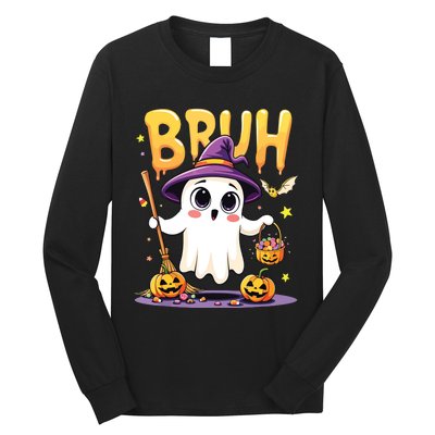 Bruh Ghost Halloween Trick Or Treat Funny Long Sleeve Shirt