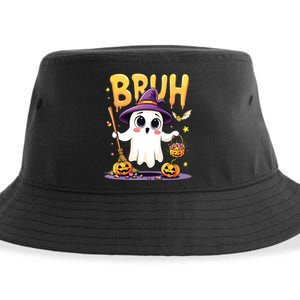 Bruh Ghost Halloween Trick Or Treat Funny Sustainable Bucket Hat